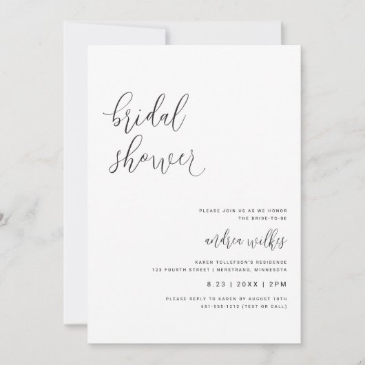 Moderne uitnodiging voor een bruidsfeest met QR-co (Voorkant)