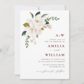 moderne uitnodiging voor een bruiloft met magnolia (Voorkant)