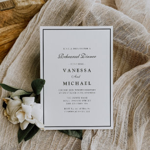 moderne uitnodiging voor een diner met zwarte en w