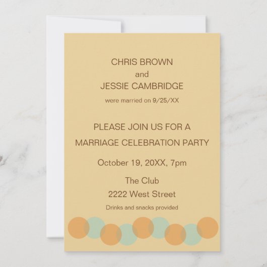 Moderne uitnodiging voor een informeel trouwfeest (Achterkant)
