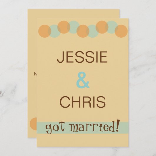 Moderne uitnodiging voor een informeel trouwfeest (Voorkant / Achterkant)