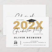 Moderne uitnodiging voor een minimale Gold Graduat (Voorkant / Achterkant)