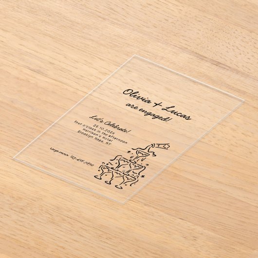 Moderne uitnodiging voor een verlovingsfeest met c acryl uitnodigingen (Laagn)