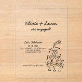 Moderne uitnodiging voor een verlovingsfeest met c acryl uitnodigingen (Voorkant)