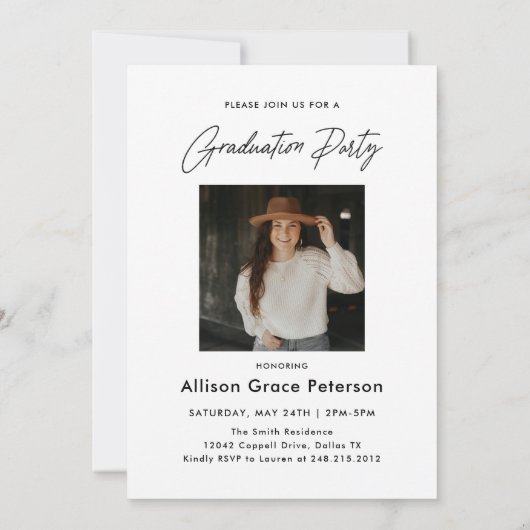 Moderne uitnodiging voor eindexamenfeest op de uni (Achterkant)