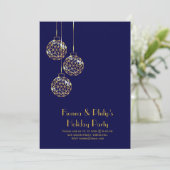 Moderne uitnodiging voor feestdag - blauw (Staand voorkant)