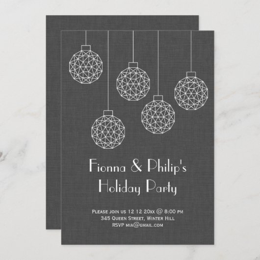 Moderne uitnodiging voor feestdag - grijs (Voorkant / Achterkant)