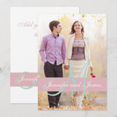 Moderne uitnodiging voor fotobruiloft| Roze Munt G (Voorkant / Achterkant)