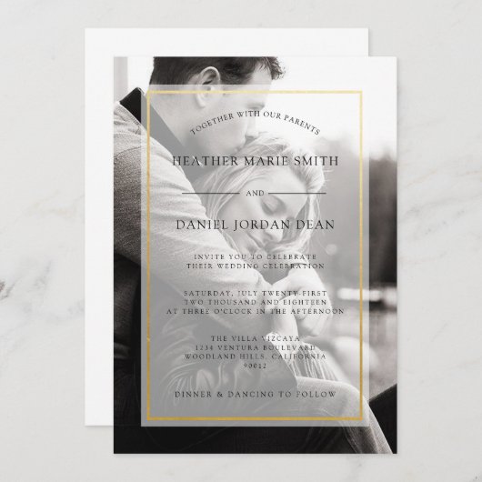 Moderne uitnodiging voor fotoweddenschappen (Voorkant / Achterkant)