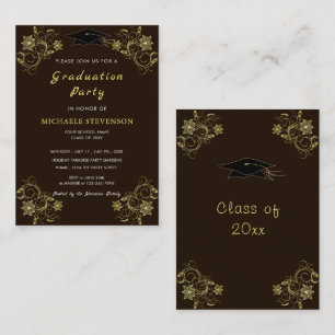 Moderne uitnodiging voor Gold Colors Gold Graduati