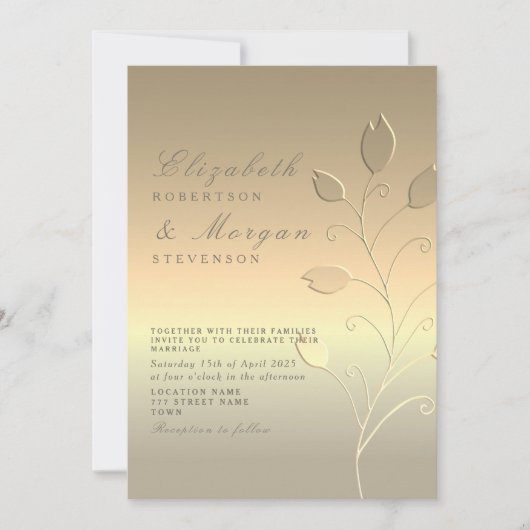 Moderne uitnodiging voor gouden bruiloft (Voorkant)