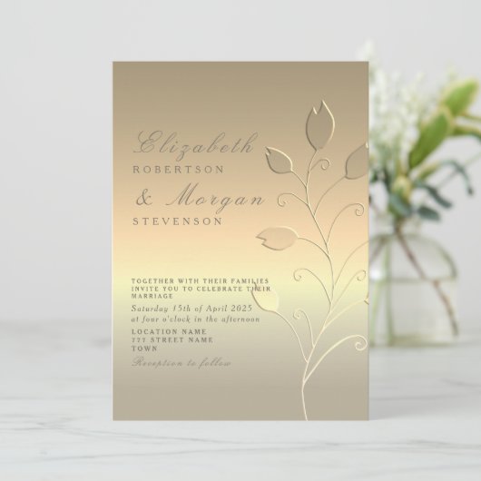 Moderne uitnodiging voor gouden bruiloft (Staand voorkant)