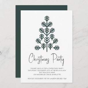 Moderne uitnodiging voor groene kerstfeestbomen