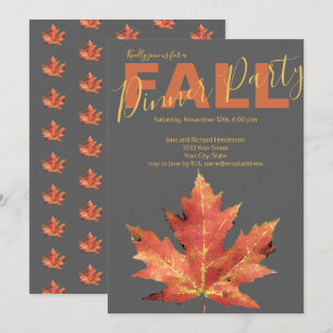 Moderne uitnodiging voor Oranje-Herfst Grijze binn