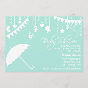 Moderne uitnodiging voor paraplu-baby shower