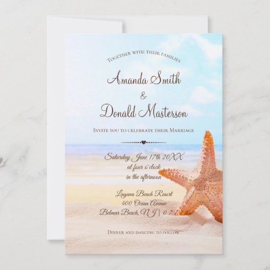 Moderne uitnodiging voor tropisch strand (Voorkant)