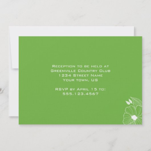 Moderne uitnodiging voor Tropische Groen en Wit We (Achterkant)