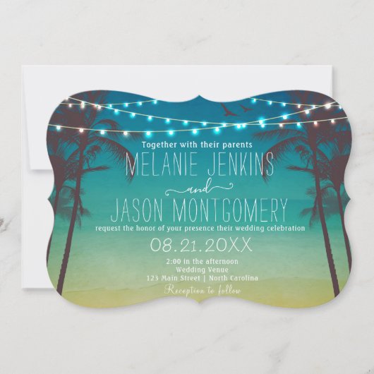 Moderne uitnodiging voor tropische palmbomen voor  (Voorkant)