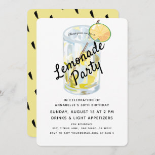Moderne uitnodiging voor witte en gele limonade