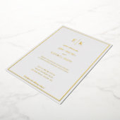 Moderne uitnodiging voor witte en goudbruinhuwelij (Gedraaid)