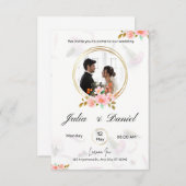 moderne uitnodigingen trouwwit (Voorkant / Achterkant)