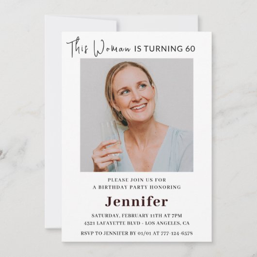 Moderne uitnodigingen voor haar 60e verjaardag (Voorkant)