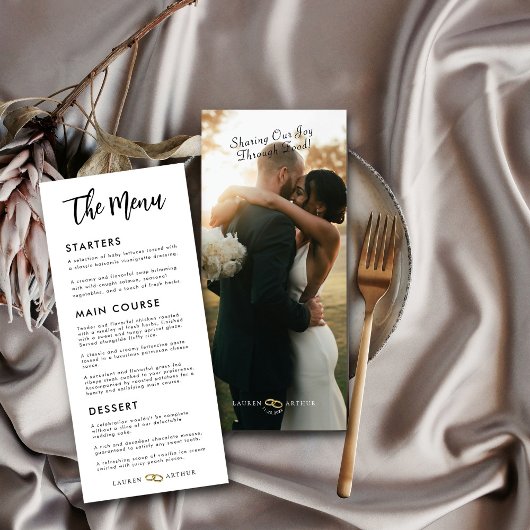 Moderne ultra chique minimale foto bruiloft menu K