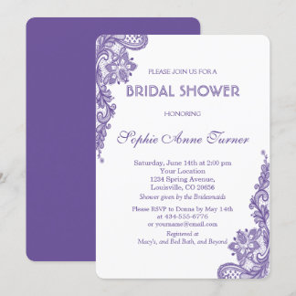 Moderne Ultra Violet Kant Bruids Douche Uitnodigin Kaart