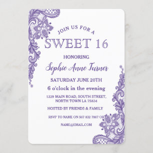 Moderne Ultra Violet Lace SWEET 16 Kaart