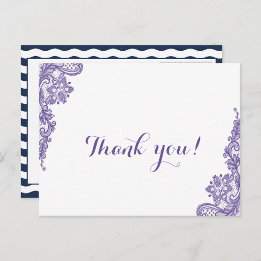 Moderne ultra Violet Lace Weddenschap Hartelijk da Briefkaart (Voorkant / Achterkant)