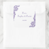 Moderne Ultra Violette Kanten Bruiloft Vierkante Sticker (Tas)