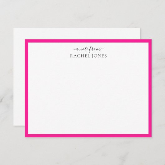 Moderne Une Note De La Carte De Note Rose Chaud (Devant / Derrière)