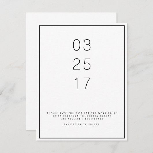 Moderne Unica Sla de datumkaart op Save The Date (Voorkant / Achterkant)