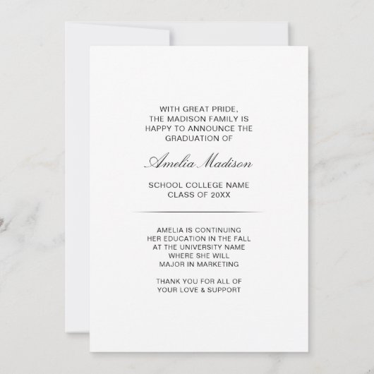 Moderne, uniek inktscript Afstuderen 4 foto Aankondiging (Achterkant)