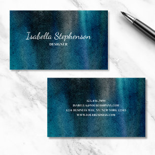 Moderne Unieke Aquarel Blauw Groen Minimalistisch Visitekaartje
