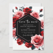 Moderne unieke Crimson Red bruiloft Save The Date (Voorkant)