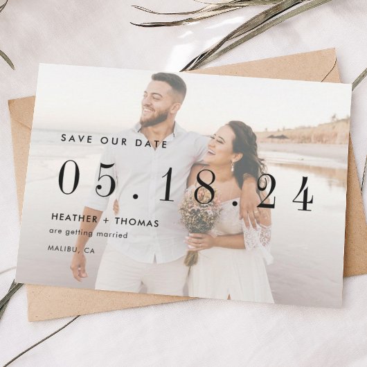 Moderne unieke fotobruiloft bespaart onze datum save the date