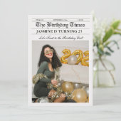 Moderne unieke krant verjaardagsfeest kaart (Staand voorkant)