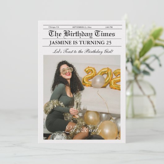 Moderne unieke krant verjaardagsfeest kaart (Staand voorkant)