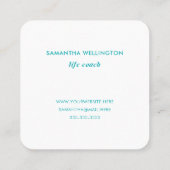 Moderne unieke Turquoise Typografie Life Coach Vierkante Visitekaartje (Achterkant)