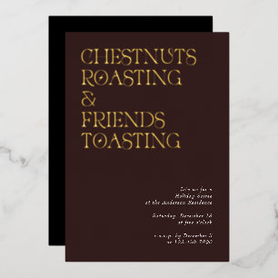 Moderne unieke typografie vakantie soiree uitnodig folie feestdagenkaart