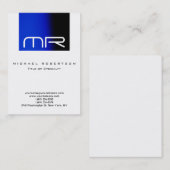 Moderne unieke witte monogram Visitekaartje (Voorkant / Achterkant)