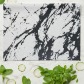 Moderne, unieke zwarte marmer stone pattern theedoek (Gevouwen)