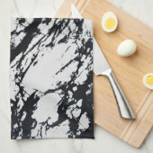 Moderne, unieke zwarte marmer stone pattern theedoek (Quarter Fold)