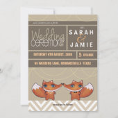 Moderne Unique Renards Mariage Couple Invitation (Devant)