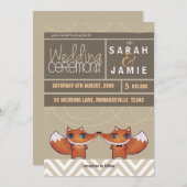 Moderne Unique Renards Mariage Couple Invitation (Devant / Derrière)