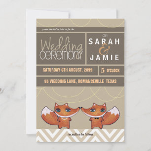 Moderne Unique Renards Mariage Couple Invitation
