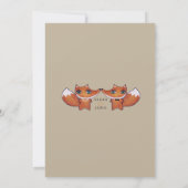 Moderne Unique Renards Mariage Couple Invitation (Dos)