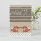 Moderne Unique Renards Mariage Couple Invitation (Debout devant)