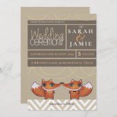 Moderne Unique Renards Mariage Couple Invitation (Devant / Derrière)